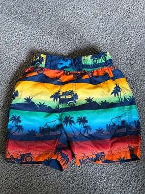 UV Skinz Boys Multicolor Striped Tropical UPF 50+ Swim Shorts. Size 2T.
